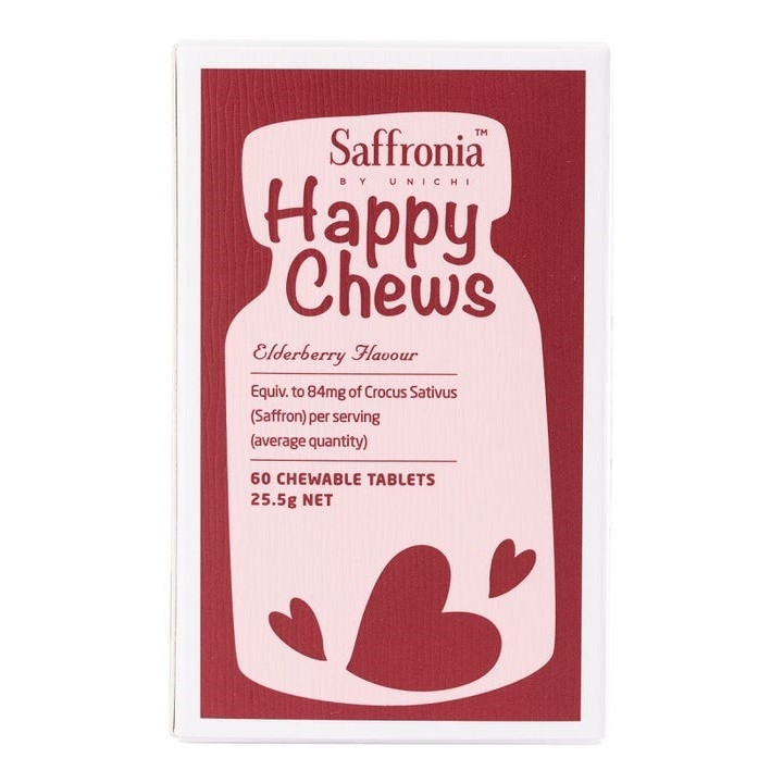 Unichi-Saffronia Happy Chews Elderberry Flavour 60 Chewable Tablets    
