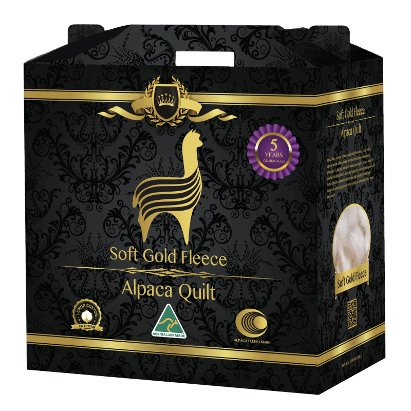 Woolcomfort-Soft Gold Alpaca Fleece 100% Alpaca Wool Quilt Queen 500GSM