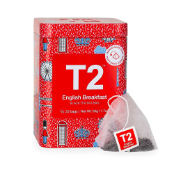 T2 Tea-English Breakfast Tea Bag Icon Tin 25 Pack