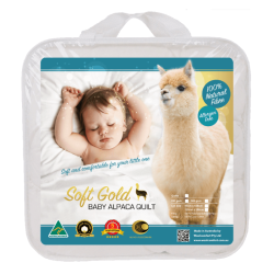 Woolcomfort-Soft Gold Alpaca Fleece 100% Alpaca Baby Wool Quilt Cot 120x150cm 500GSM