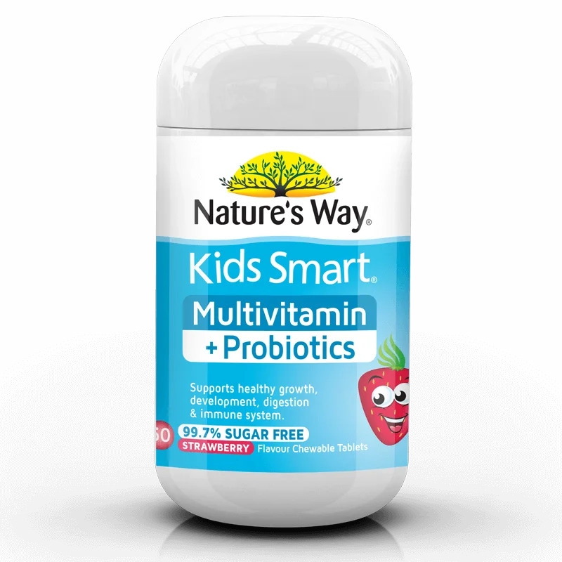 Nature's Way Kids Smart Multivitamin + Probiotics Strawberry Chewables ...